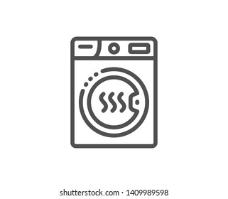 Dryer machine line icon. Laundry service sign. Dry clothing symbol. Quality design element. Linear style dryer machine icon. Editable stroke. Vector