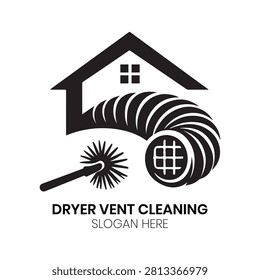 Dryer Vent Cleaning logo shows a chimney and circular brush, utilizing a minimalist style perfect for professional cleaning services, HVAC maintenance businesses, or home ventilation specialists looking for a clear, impactful brand identity that effectively communicates safety, efficiency, and cleanliness for residential or commercial buildings.