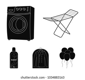 Dryer, washing machine, clean clothes, bleach. Dry cleaning set collection icons in black style vector symbol stock illustration web.