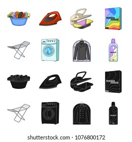 Dryer, washing machine, clean clothes, bleach. Dry cleaning set collection icons in black,cartoon style vector symbol stock illustration web.