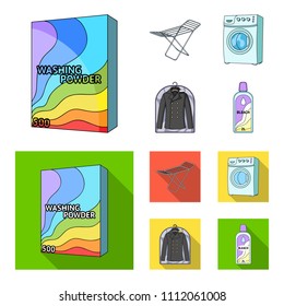 Dryer, washing machine, clean clothes, bleach. Dry cleaning set collection icons in cartoon,flat style vector symbol stock illustration web.