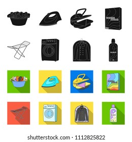 Dryer, washing machine, clean clothes, bleach. Dry cleaning set collection icons in black,flet style vector symbol stock illustration web.