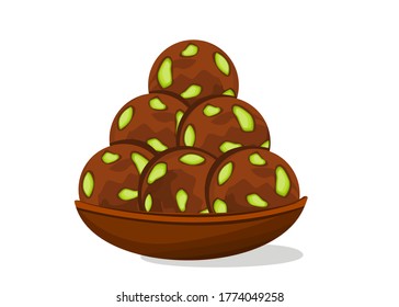 Dryfruit,Mewa laddu Indian Sweets or Mithai Food Vector