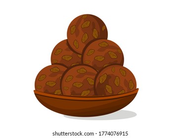 Dryfruit,Mewa laddu Indian Sweets or Mithai Food Vector