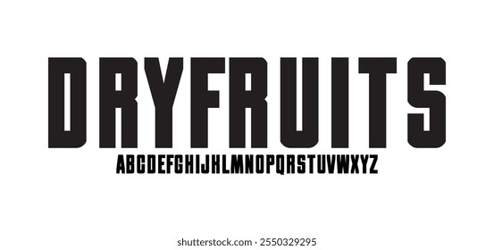 Dryfruits, creative geometric modern urban alphabet font. Digital abstract futuristic, fashion, sport, minimal technology typography. Simple numeric vector illustration