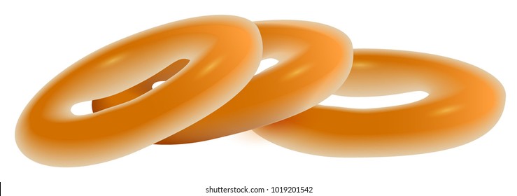 Drying baranka and bagel cheesecake isolated on white background. Traditional Russian Food for Tea. Vector cartoon illustration
