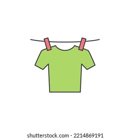 drying clothes icon in color, isolated on white background 