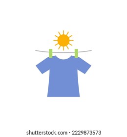 drying clothes icon in color, isolated on white background 