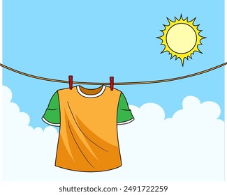 drying clothes  vector illustration isolated on white background