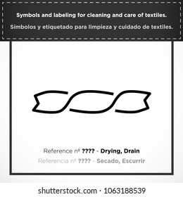 Drying, Drain, PICTORIAL symbols and labeling for cleaning and care of textiles.
(ISO) - Set icons clothes - Vectorized graphic symbols for laundry