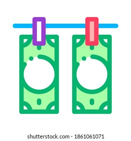 Drying Fake Banknotes Icon Vector. Outline Drying Fake Banknotes Sign. Isolated Contour Symbol Illustration