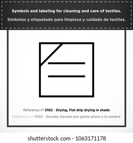 Drying, Flat drip drying in shade. PICTORIAL symbols and labeling for cleaning and care of textiles.
(ISO) - Set icons clothes - Vectorized graphic symbols for laundry