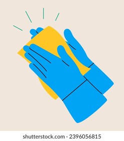 Drying hand with towel. Colorful vector illustration