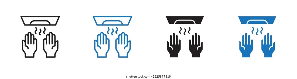 Mãos secantes ícone gráficos lineares definir vetor em preto