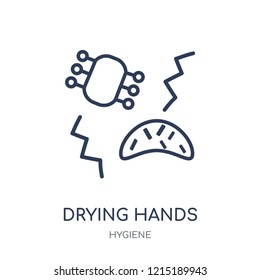drying hands icon. drying hands linear symbol design from Hygiene collection. Simple outline element vector illustration on white background.