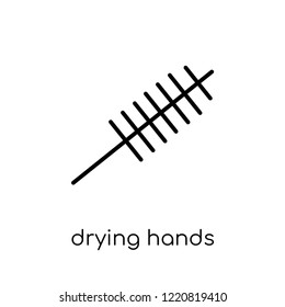 drying hands icon. Trendy modern flat linear vector drying hands icon on white background from thin line Hygiene collection, outline vector illustration
