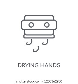 drying hands linear icon. Modern outline drying hands logo concept on white background from Hygiene collection. Suitable for use on web apps, mobile apps and print media.