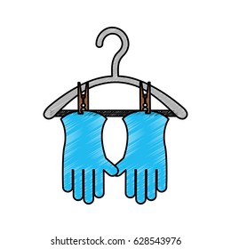Drying hook with gloves laundry icon