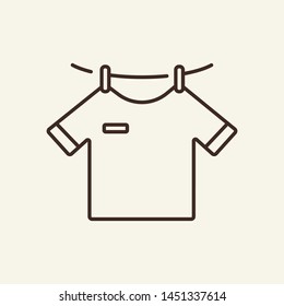 Drying line icon. Clothesline, hanging t-shirt, clean clothes. Laundry concept. Vector illustration can be used for topics like service, housework, hygiene