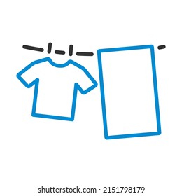 Drying Linen Icon. Editable Bold Outline With Color Fill Design. Vector Illustration.