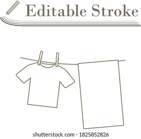Drying Linen Icon. Editable Stroke Simple Design. Vector Illustration.