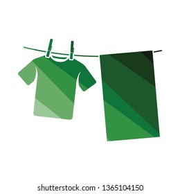 Icono de hilo de secado. Diseño de color plano. Ilustración vectorial.