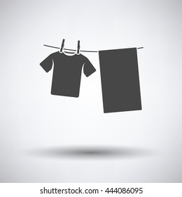 Drying linen icon on gray background, round shadow. Vector illustration.