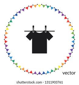 Drying of linen sign, vector icon