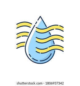 Drying process RGB color icon. Water purification technology, filtration system. Production manufacturing stage. Clean water drop isolated vector illustration