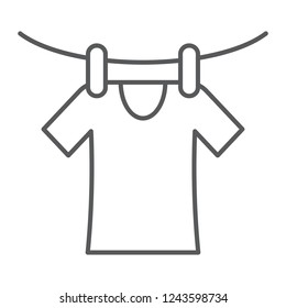 Drying thin line icon, laundry and dry, clothes sign, vector graphics, a linear pattern on a white background, eps 10.