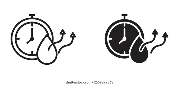 Drying time Icon set in black color for ui designs