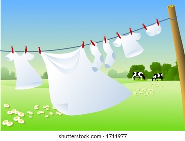 Drying the white laundry