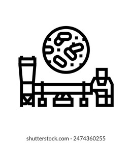 drying wood pellets line icon vector. drying wood pellets sign. isolated contour symbol black illustration