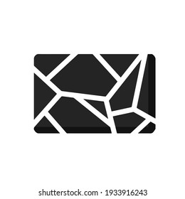 Dryness icon. Crack in ground. Broken rectangular surface. Shattered fragments. Abstract symbol.