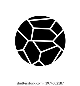 Dryness icon. Crack in the ground. Broken round surface. The shattered fragments. Abstract symbol.