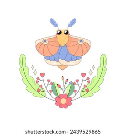 Dryocampa, cute maple moth, cartoon,concept for t-shirt print, design, on white background 