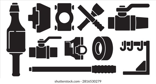 Drywall Banjo Taper Vector Silhouette Bundle - Gypsum Board Taping Tool Icon Pack - Plasterer Finishing Equipment Template Collection

If you want to create professional marketing layouts or branding assets for interior finishing contractors, this comprehensive collection of wall taping silhouettes is the ideal setup for your workshop portfolio. We have packed this extensive bundle with items that represent gypsum board mudding, featuring solid black vector shapes of manual banjo tapers, aluminum mud shooters, joint tape rolls, putty knives, tool pouches, corner rollers, mud pans, stilts, and applicator boxes. The layout also integrates essential plastering gear including compound buckets, sanding blocks, hawk trays, trowels, stilts harnesses, and drywalling accessories.

Every single tool outline and equipment shape in this graphic compilation is carefully structured with sharp contours and flat solid configurations to ensure seamless scalability. It works beautifully as a high-converting template layout for digital creators and print shops looking to build clean trade logos, custom finisher uniform shirts, vinyl decals for contractor trucks, or commercial print on demand merchandise without dealing with messy node errors or overlapping paths.