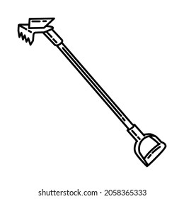 Drywall Hook Part of Firefighter Accessories and Equipment Device Hand Drawn Icon Set Vector.