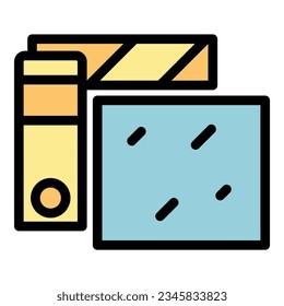 Vector de contorno de icono de medida de la pared de secado. Gypsum de trabajo. Color plano del cemento de la plataforma