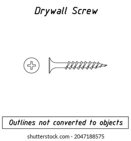 Drywall Screw Fastener Blueprint Outline