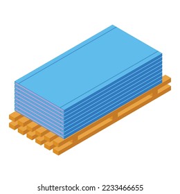 Drywall stack icon isometric vector. Wall construction. Worker building