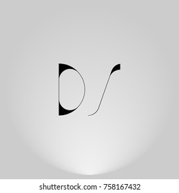 DS Black thin minimalist LOGO Design with Highlight on Gray background.