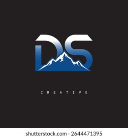 DS Creative Mountain Logo Bold Gradient Letter mark Branding Design for Business Outdoor Brands