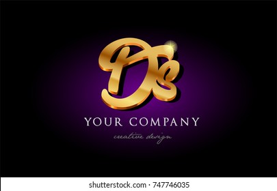 ds  d s alphabet combination letter logo in gold golden 3d metal beautiful typography suitable for banner brochure design