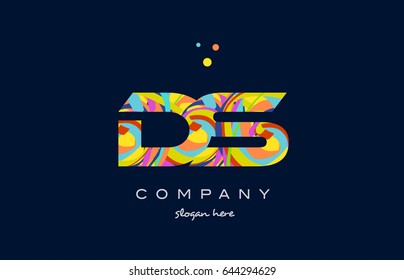 ds d s alphabet letter logo colors colorful rainbow acrylic font creative text dots company vector icon design template