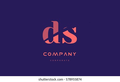 ds d s alphabet small letter blue pink creative design vector company logo icon template 
