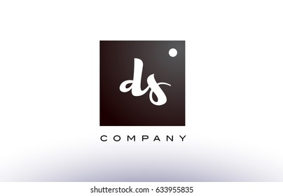 DS D S black white handwritten handwriting alphabet company letter logo square design template dot dots creative abstract