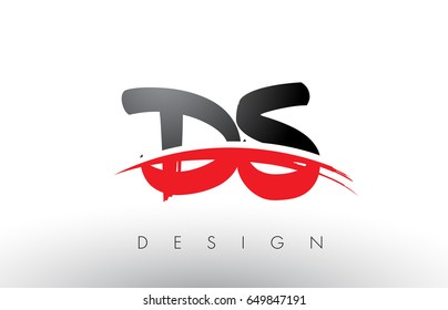 DS D S Brush Logo Letters Design with Red and Black Colors and Brush Letter Concept.