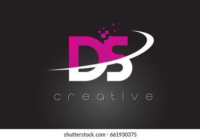 DS D S Creative Letters Design. White Pink Letter Vector Illustration.