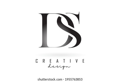 DS d s letter design logo logotype concept with serif font and elegant style. Vector illustration icon with letters D and S.